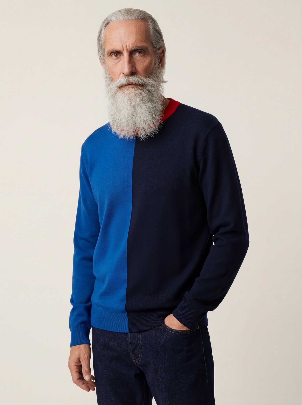 The Colourblock Crewneck Jumper Pacific Blue Male Image