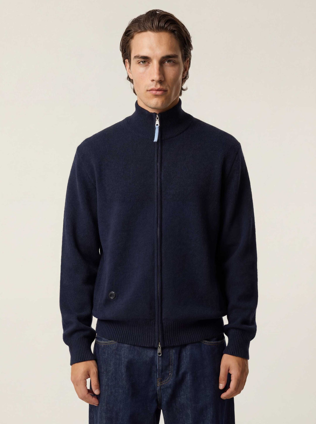 The Everyday Zip Through Jumper Pacific Blue Male Image
