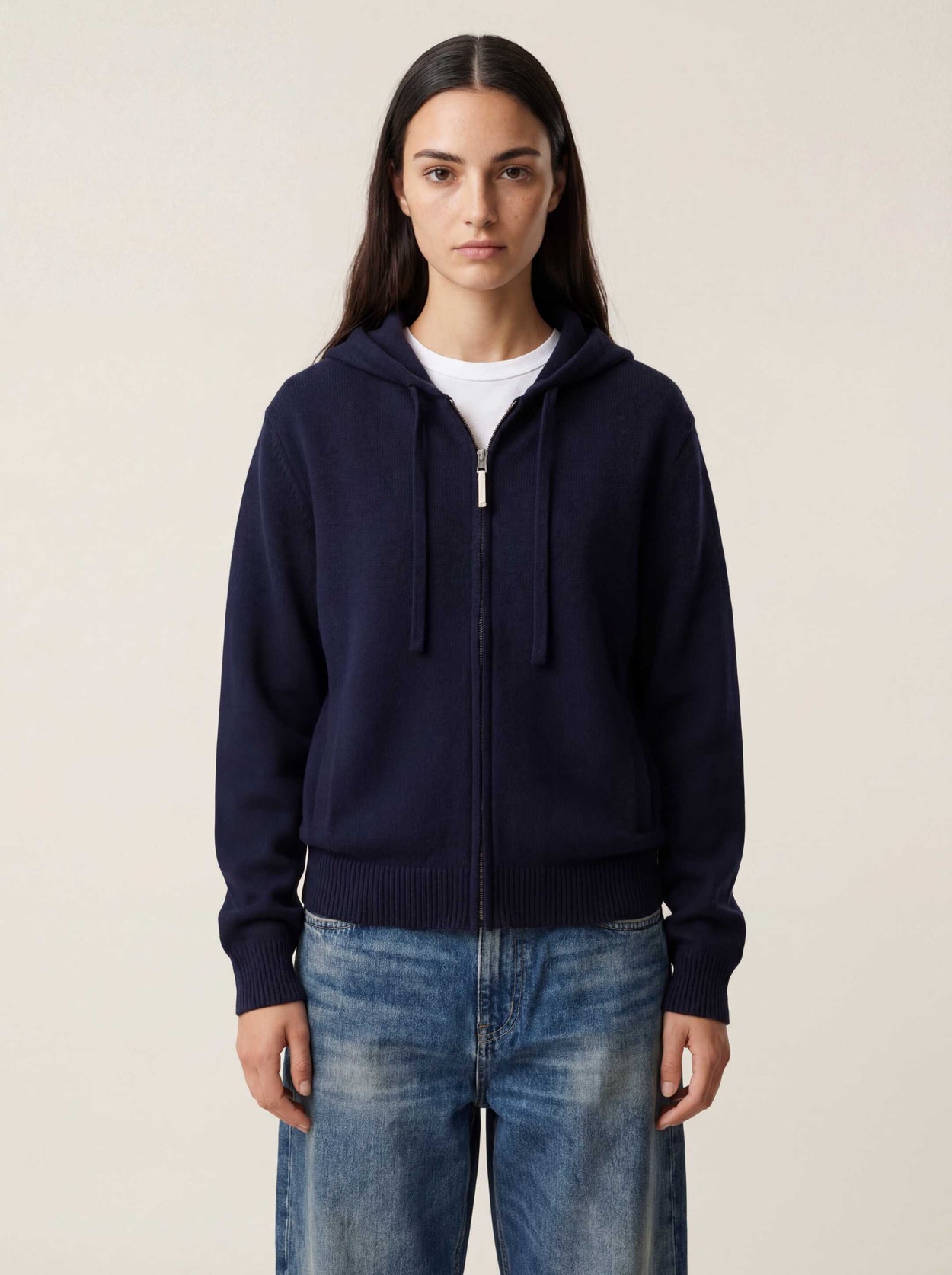 The Signature Merino Zip Hoodie Atlantic Blue Female Image