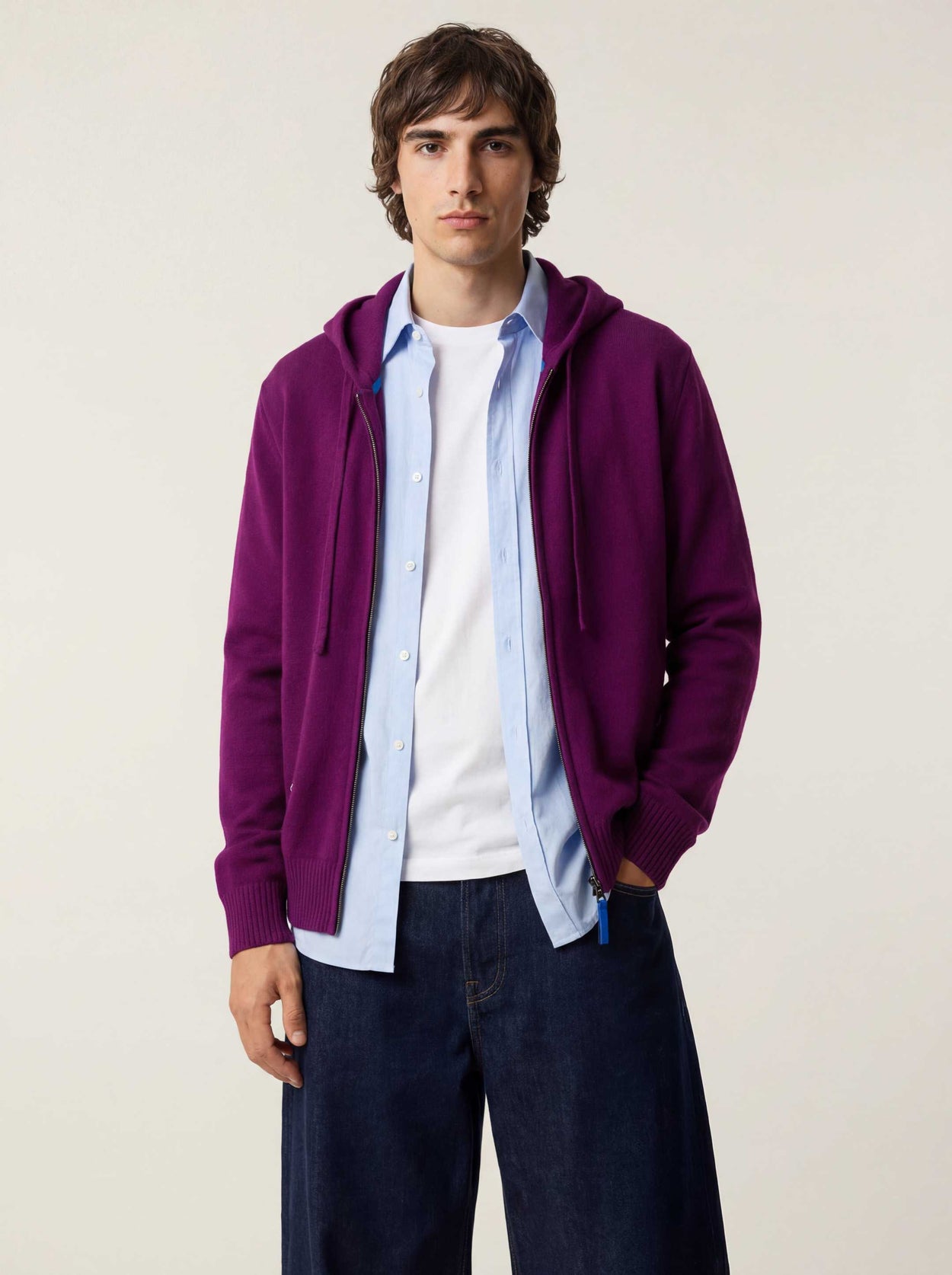 The Signature Merino Zip Hoodie Royal Purple Male Image