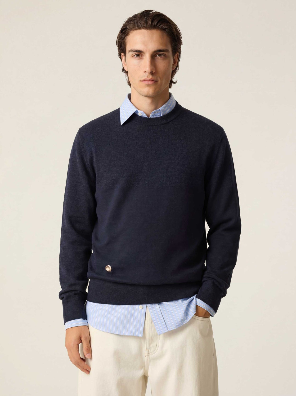 The Fine Knit Crewneck Pacific Blue Male Image