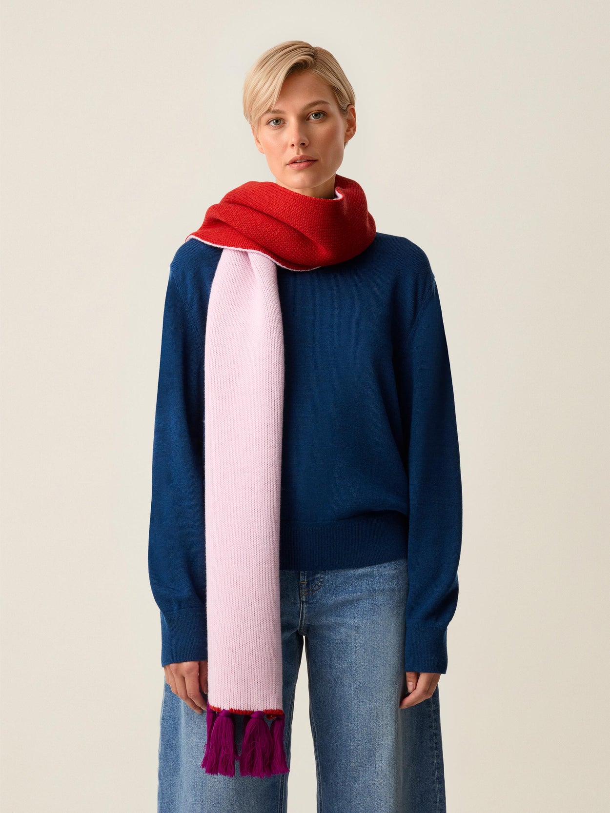 The Tassel Trail Scarf Candyfloss Pink Female Image