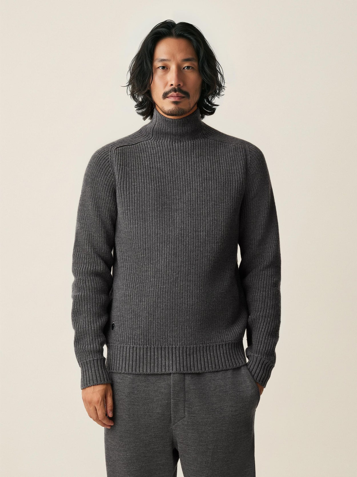 The Soft-Knit High Neck Slate Grey Male Image