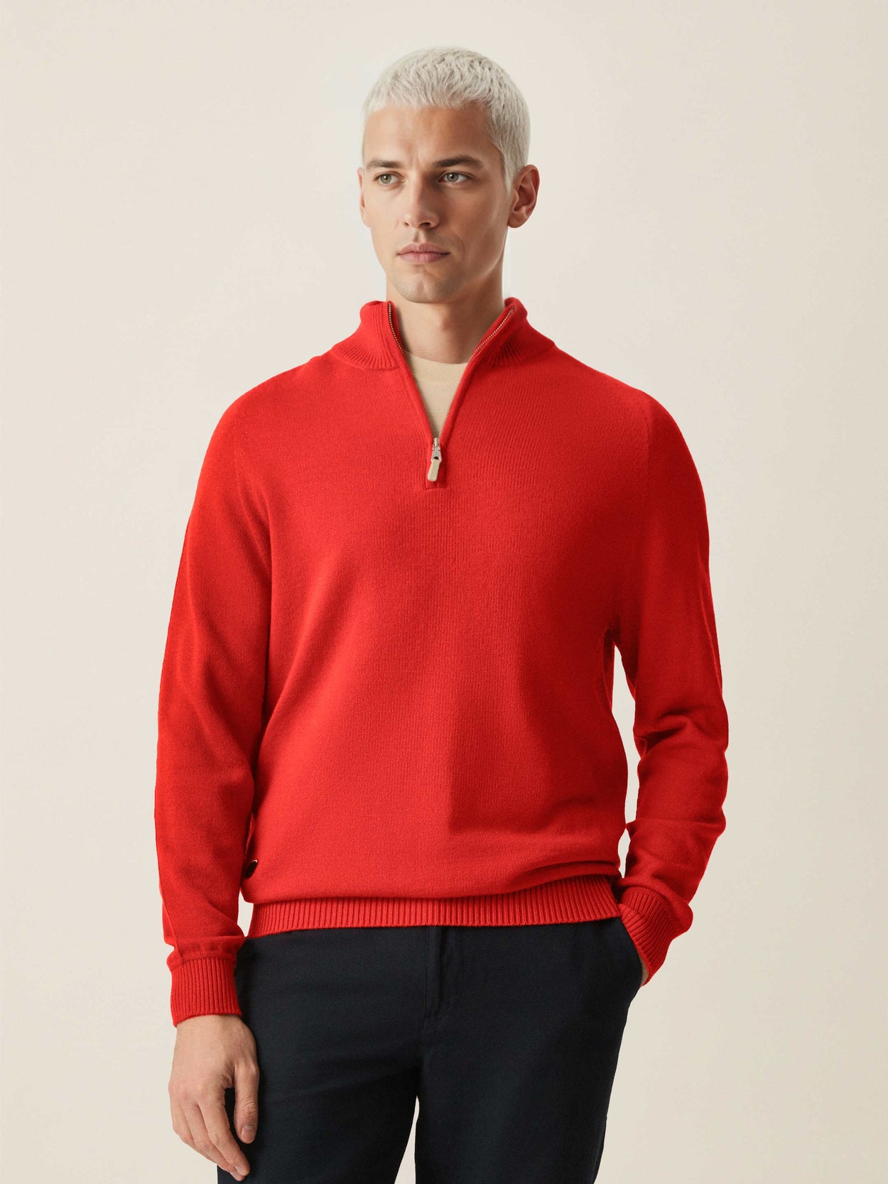 The Half Zip Poppy Red Male Image