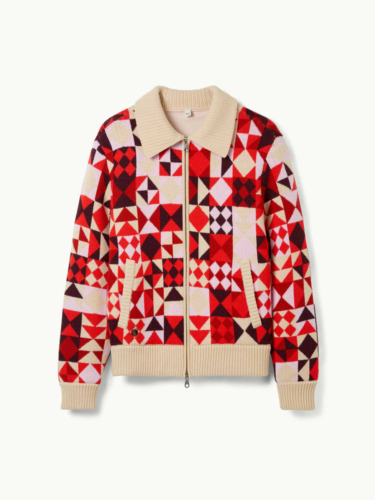 The Patchwork Bomber Almond White Image