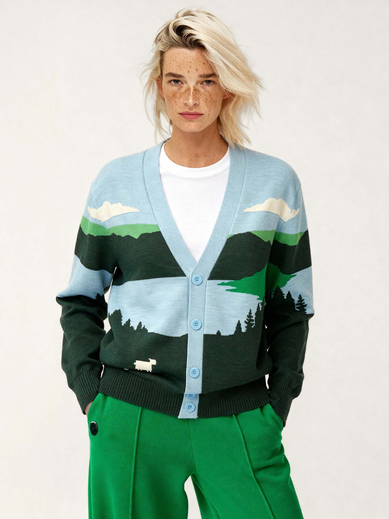 The Sheepscape Cardigan Emerald Green Female Image