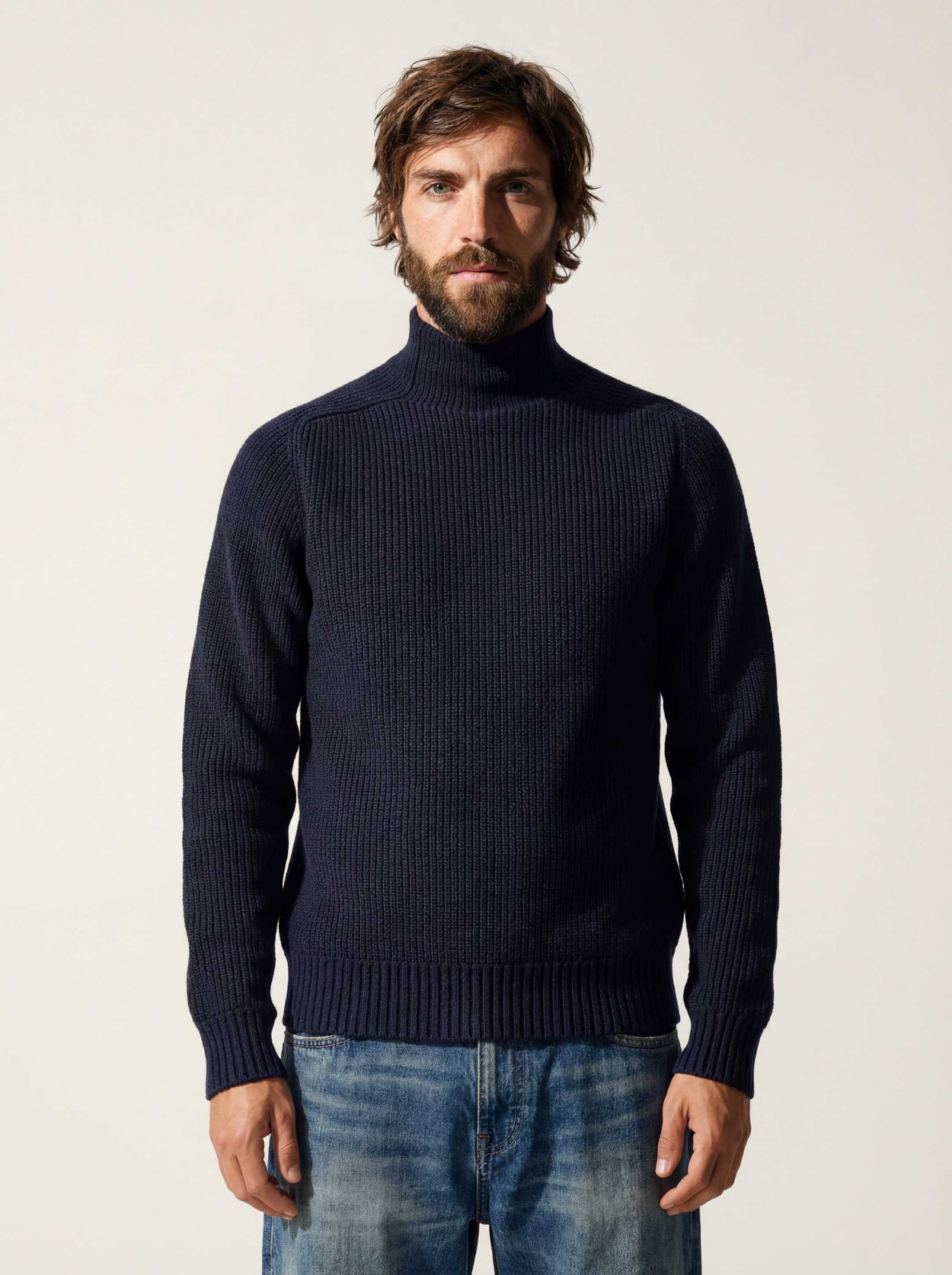 The Soft-Knit High Neck Pacific Blue Male Image
