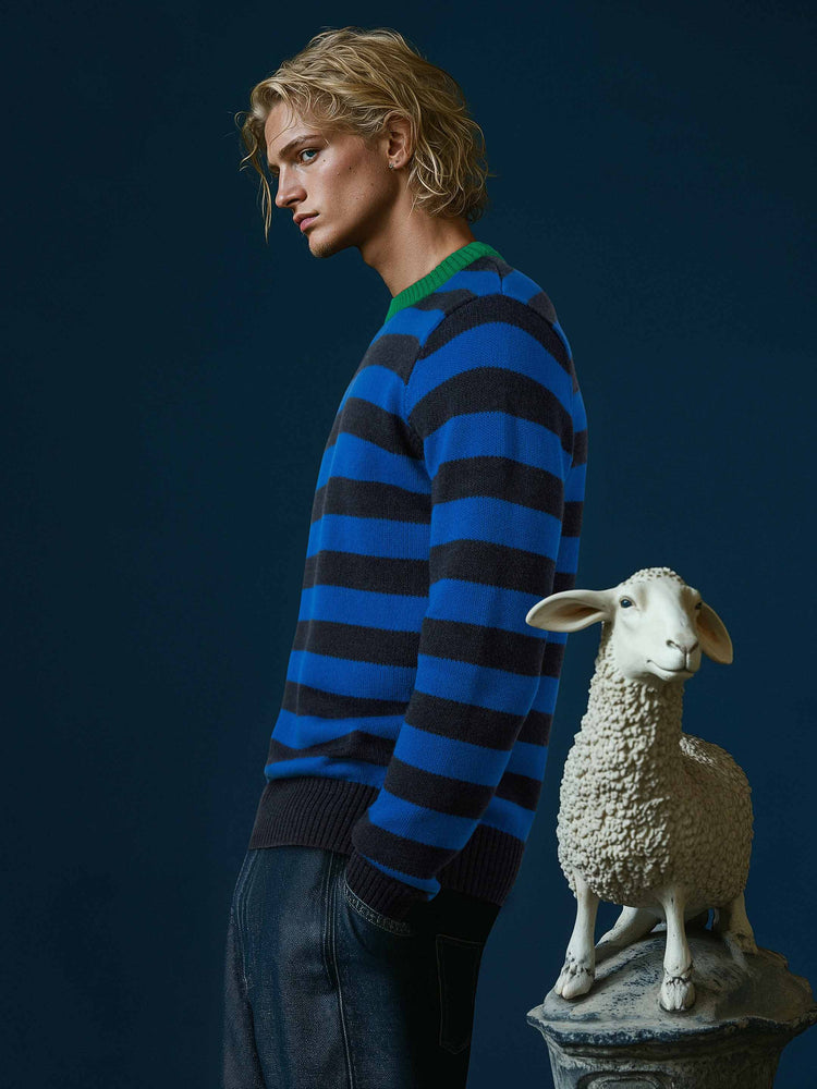The Stripe Crewneck Pacific Blue Image