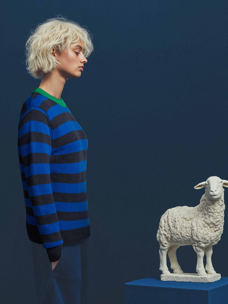 The Stripe Crewneck Pacific Blue Image