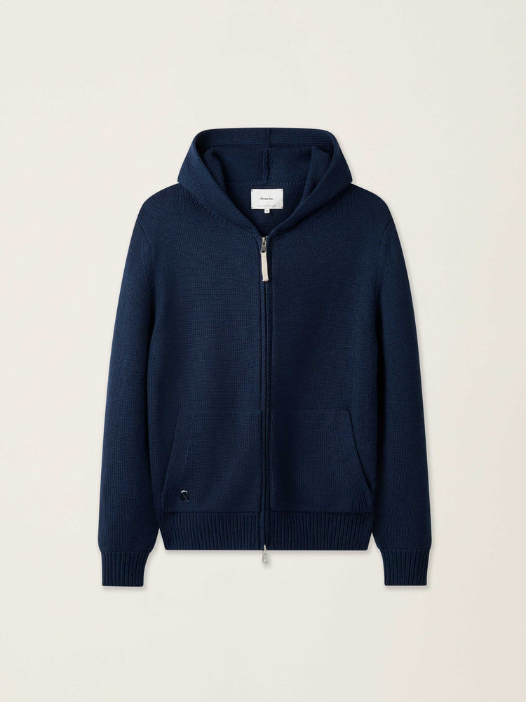 The Chunky Knit Zip Hoodie Atlantic Blue Image