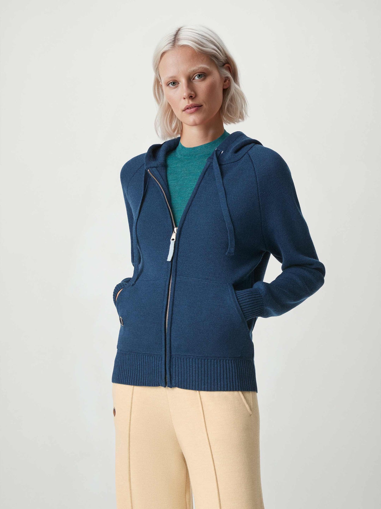 The Knitted Zip Hoodie Tasman Blue Female Image