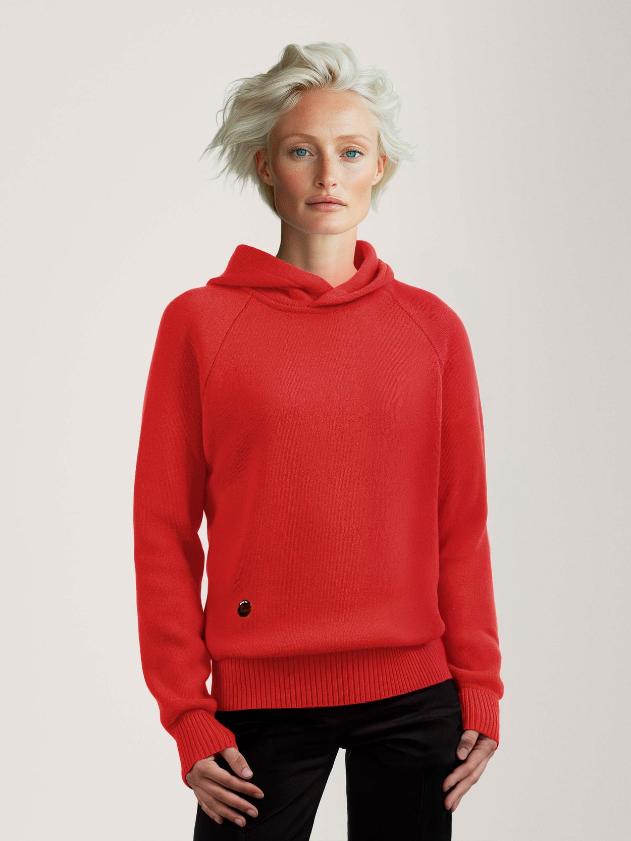 The Knitted Hoodie Poppy Red Female Image