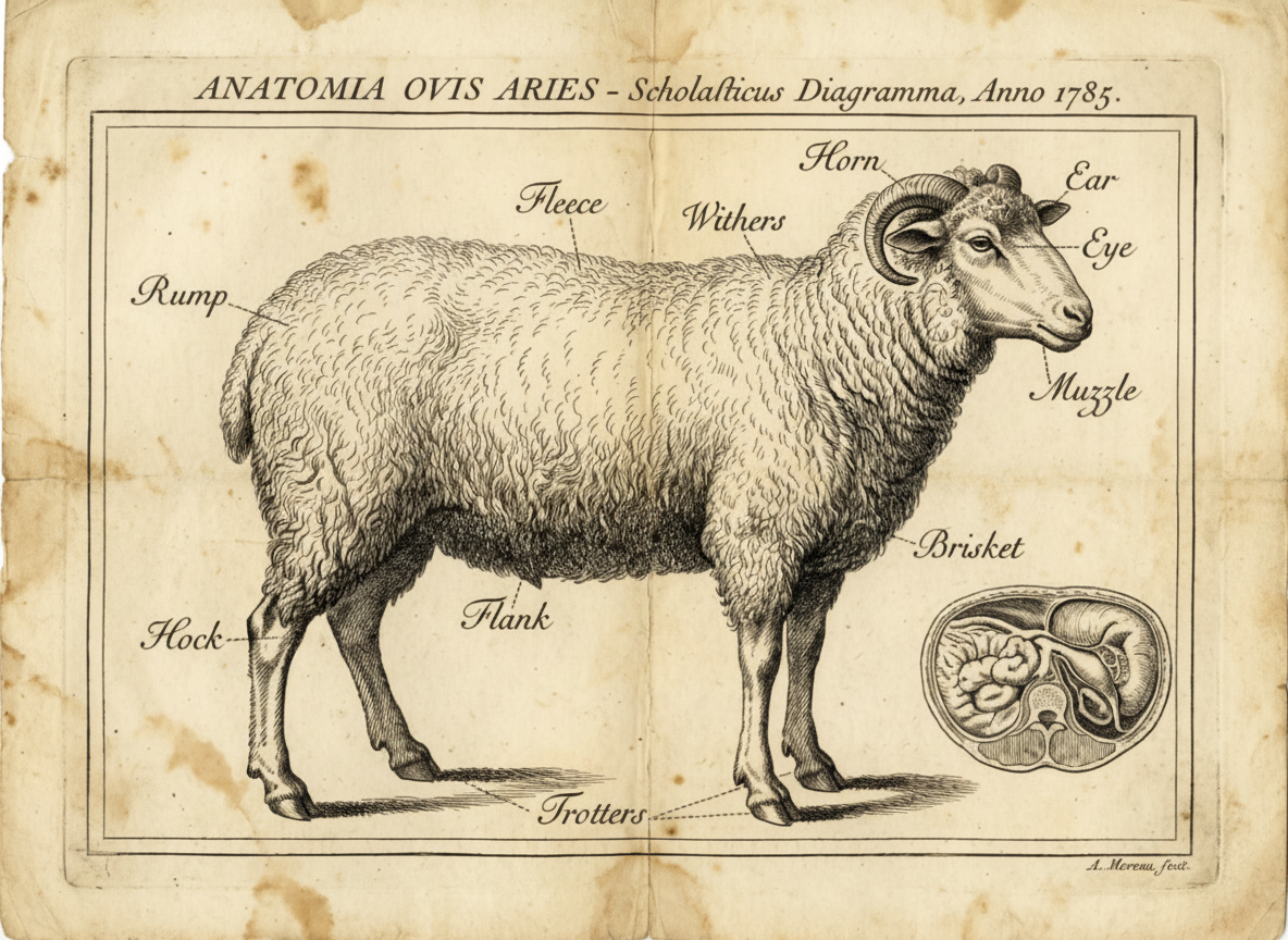 Interactive anatomical diagram of a sheep