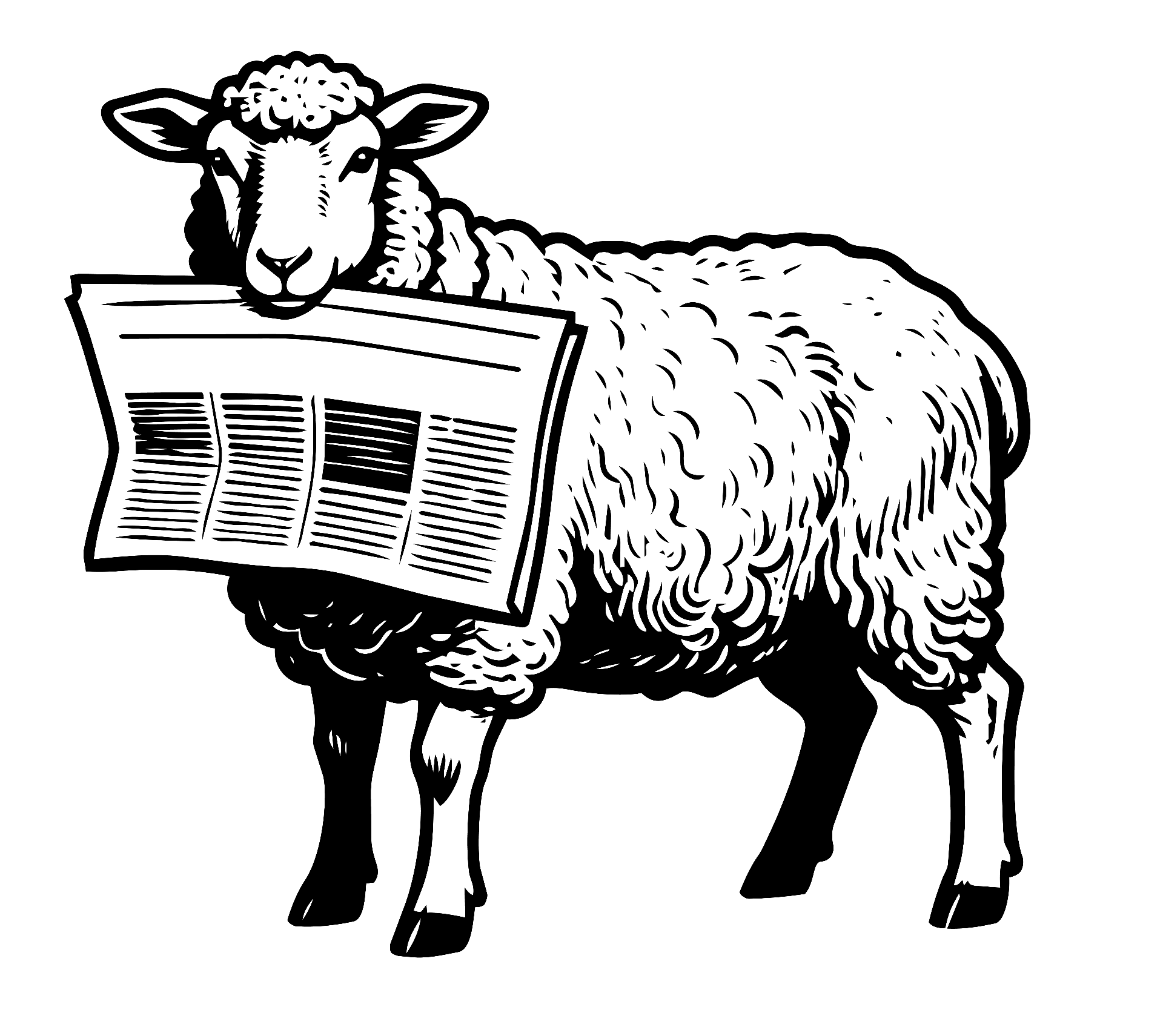 Sheep reading a newspaper