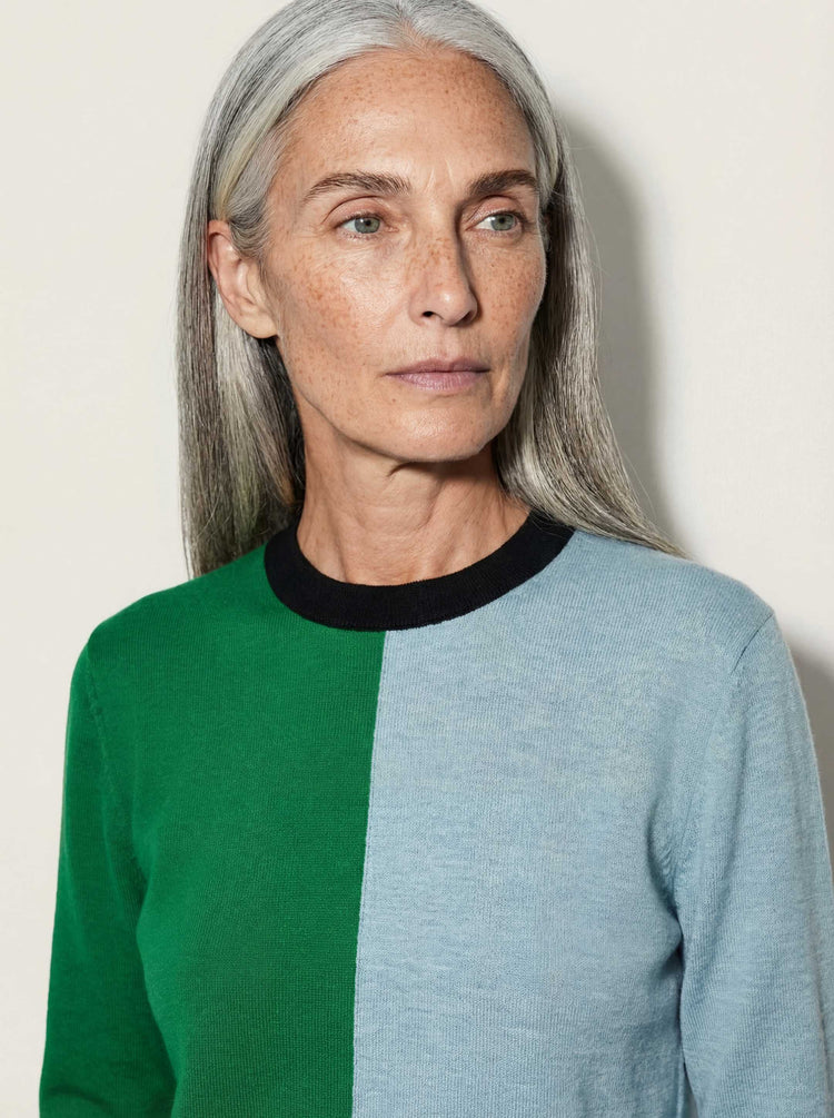 The Colourblock Crewneck Jumper Bottle Green Image