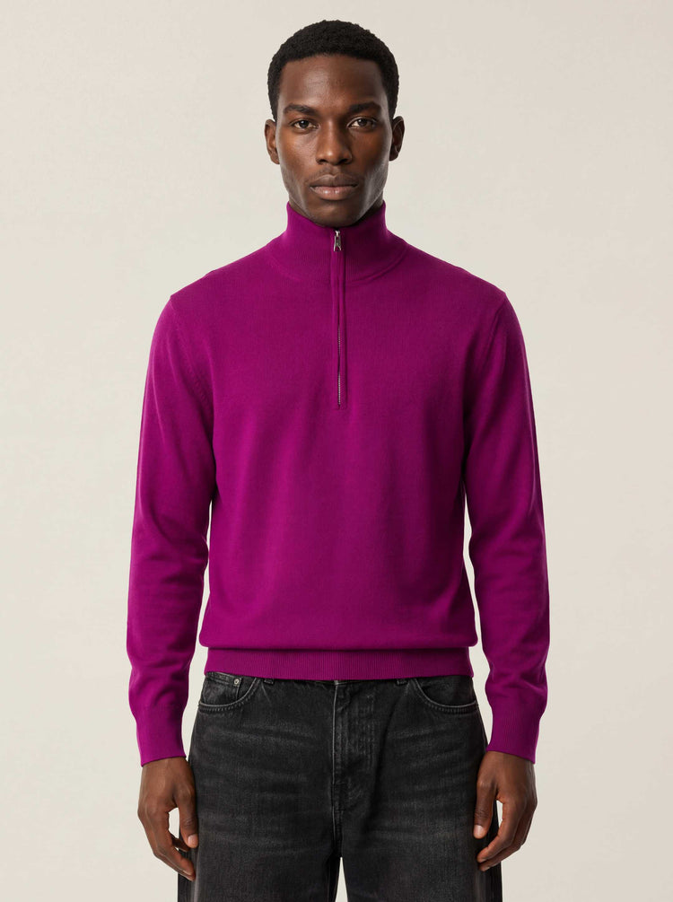 The Knitted Quarter Zip Royal Purple Image