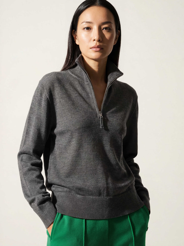The Knitted Quarter Zip Slate Grey Image