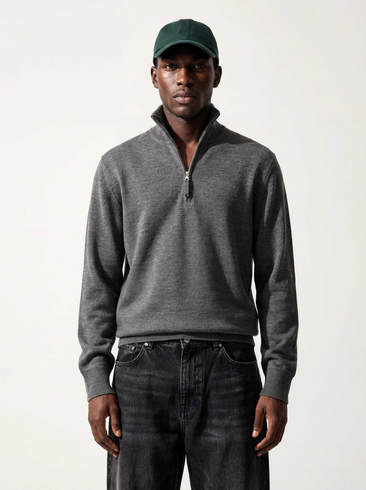The Knitted Quarter Zip Slate Grey Image