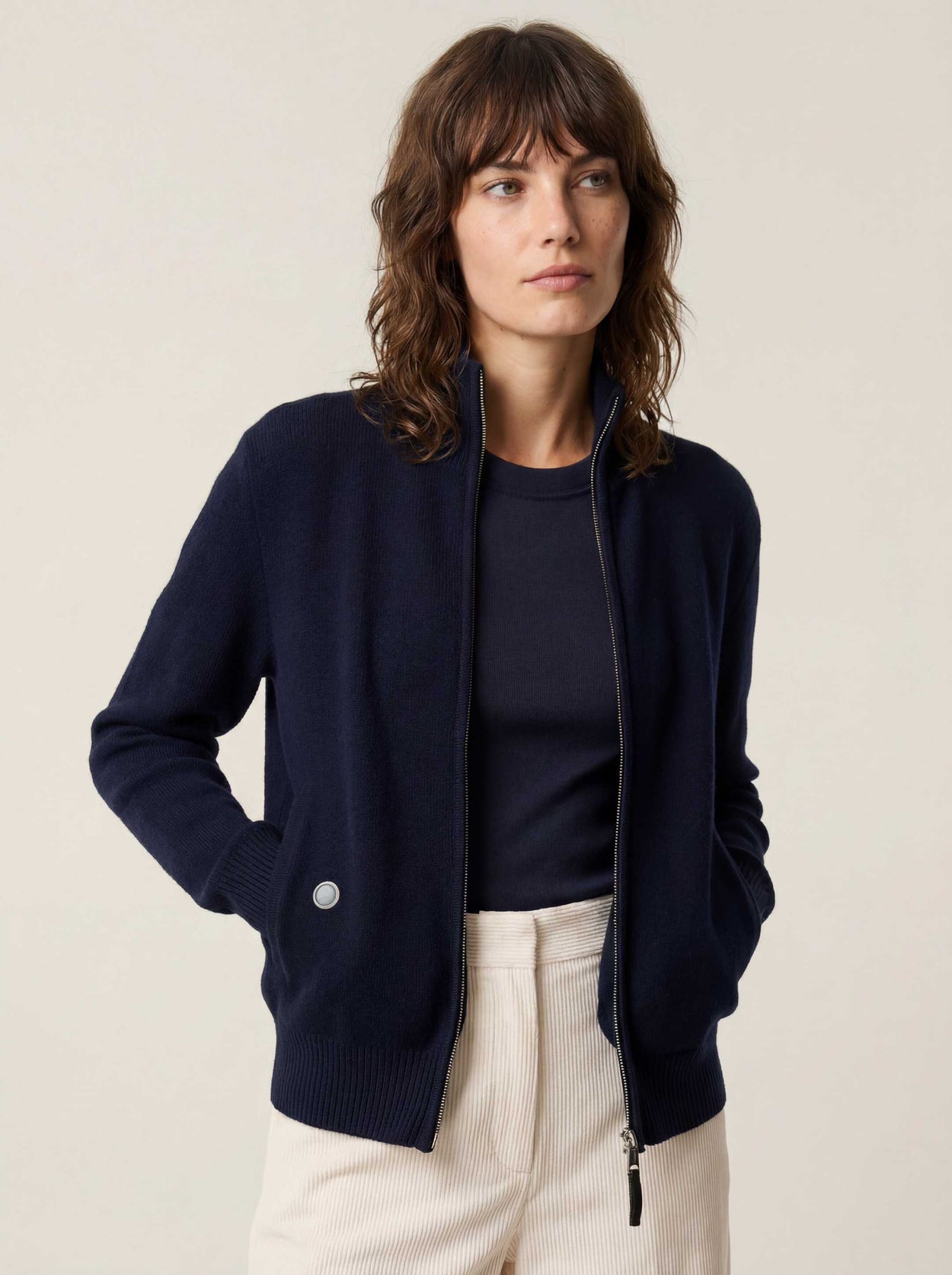 The Everyday Zip Through Jumper Pacific Blue Female Image
