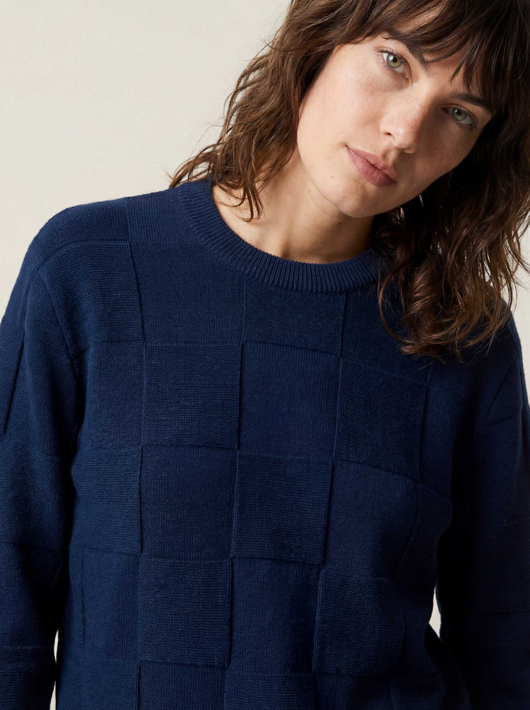 The Textured Crewneck Tasman Blue Image