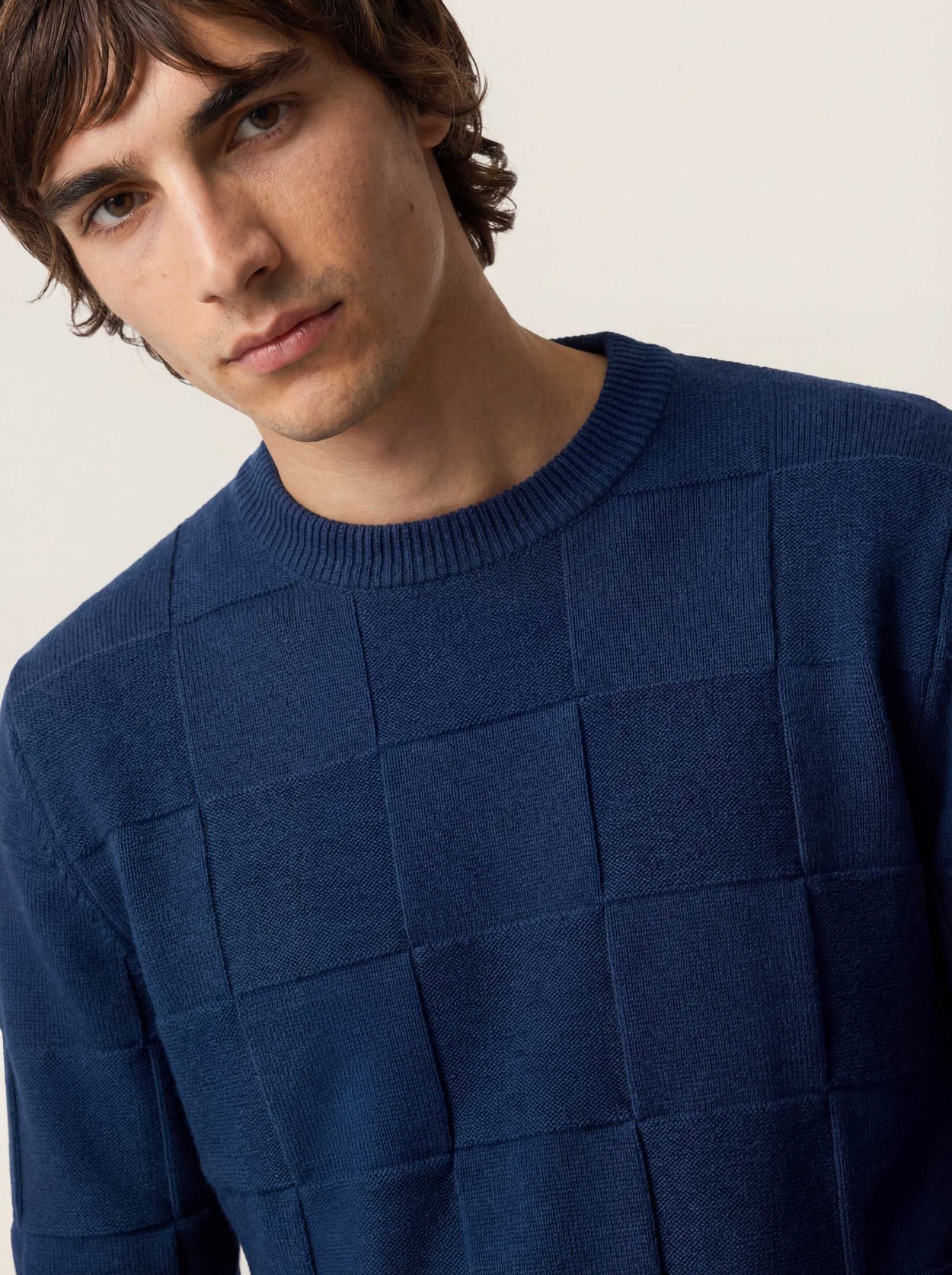 The Textured Crewneck Jumper Tasman Blue Male Image