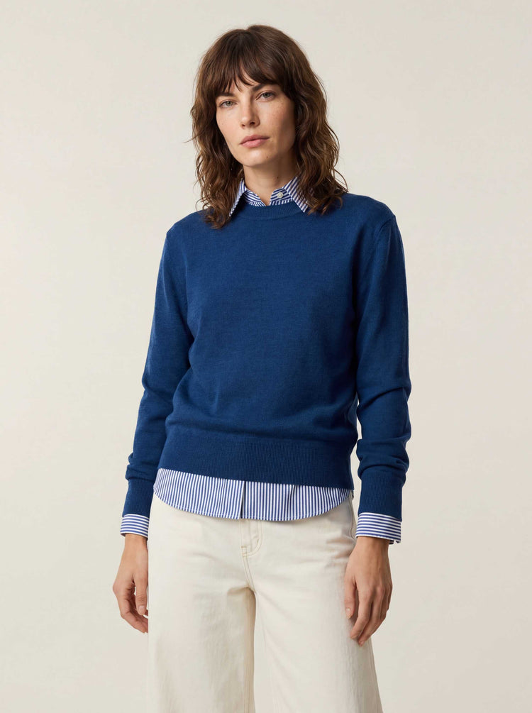 The Boxy Knitted Crewneck Tasman Blue Image
