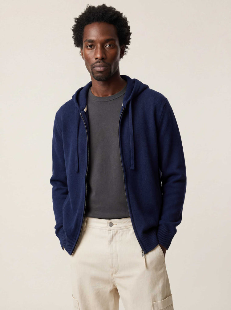 The Signature Merino Zip Hoodie Atlantic Blue Image