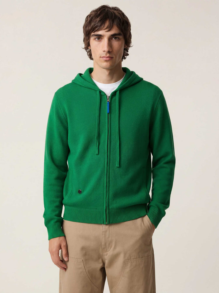 The Signature Merino Zip Hoodie Bottle Green Image