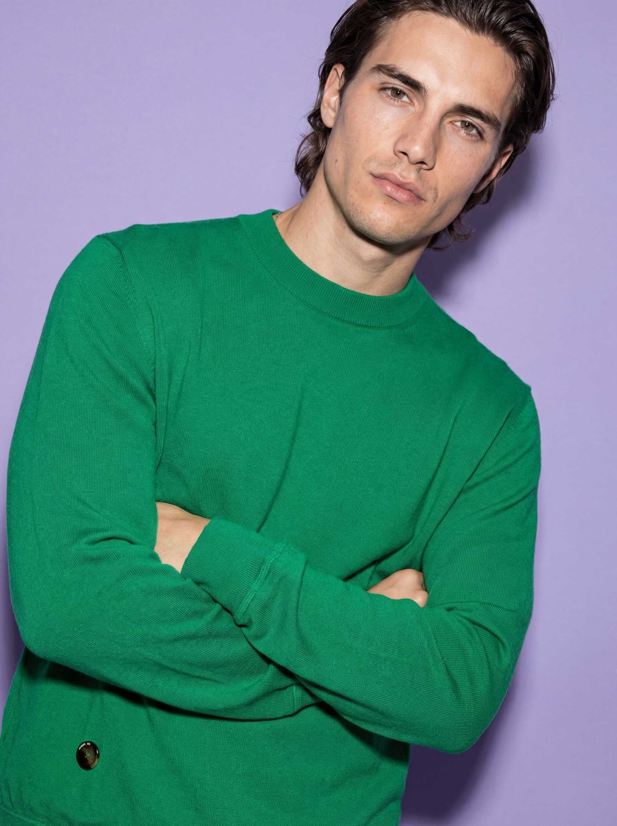 The Fine Knit Crewneck Bottle Green Male Image