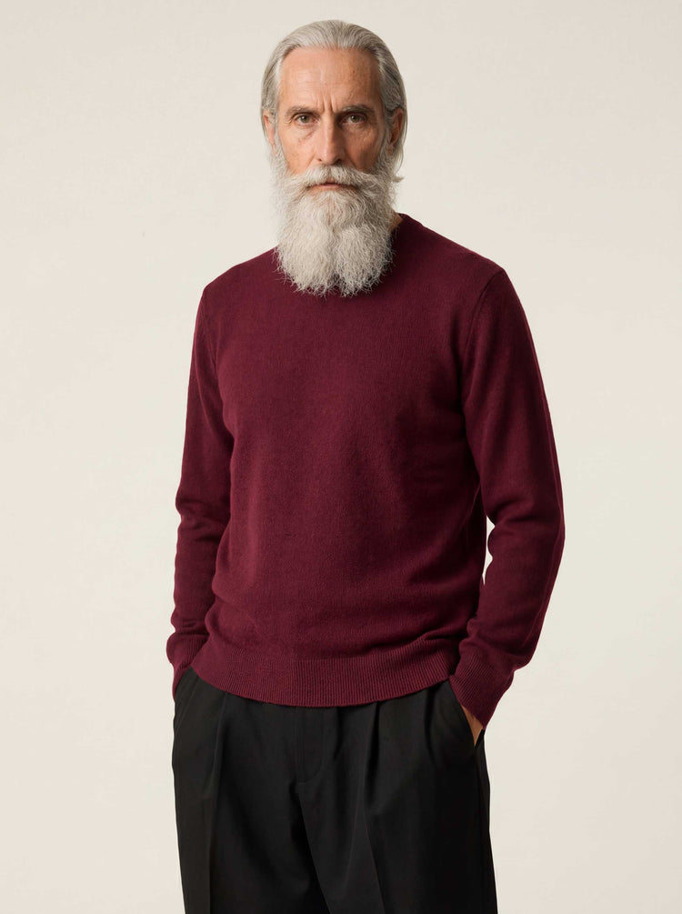 The Fine Knit Crewneck Konini Burgundy Image