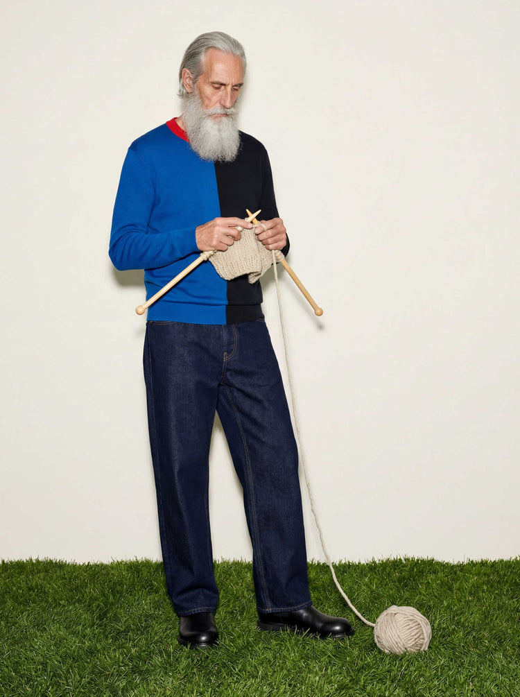 The Colourblock Crewneck Jumper Pacific Blue Image