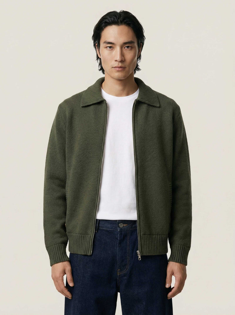 The Knitted Bomber Moss Green Image
