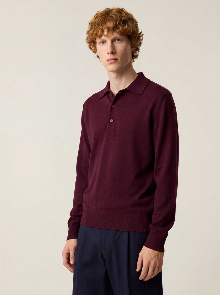 The Everyday Long Sleeve Polo Shirt Konini Burgundy Image