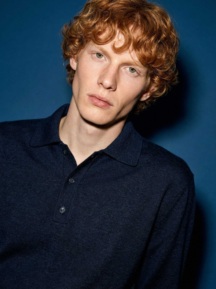 The Everyday Long Sleeve Polo Shirt Pacific Blue Image