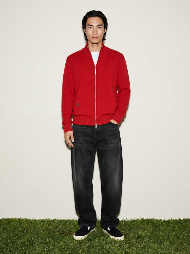 The Everyday Zip Through Jumper Tomato Red Image