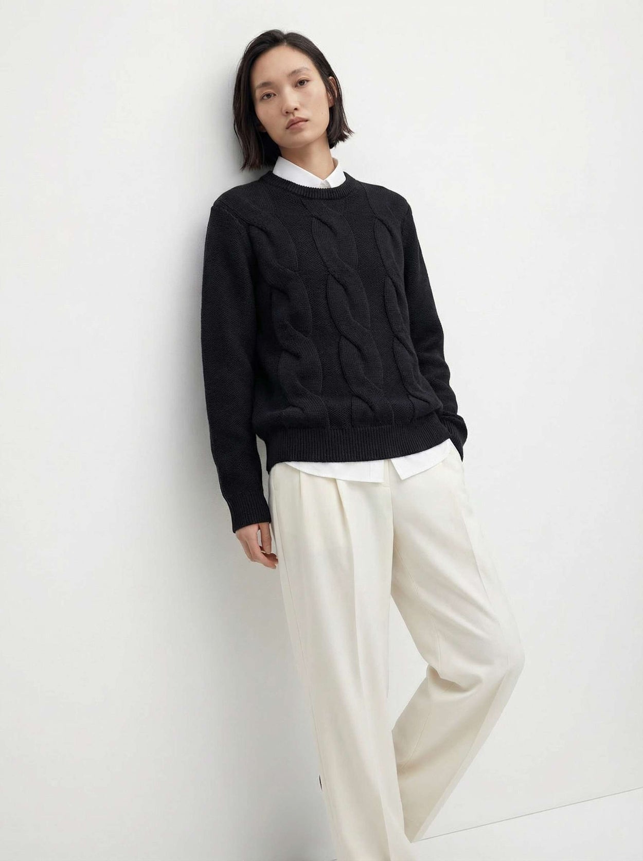 The Cable Knit Jumper Anthracite Black Female Image