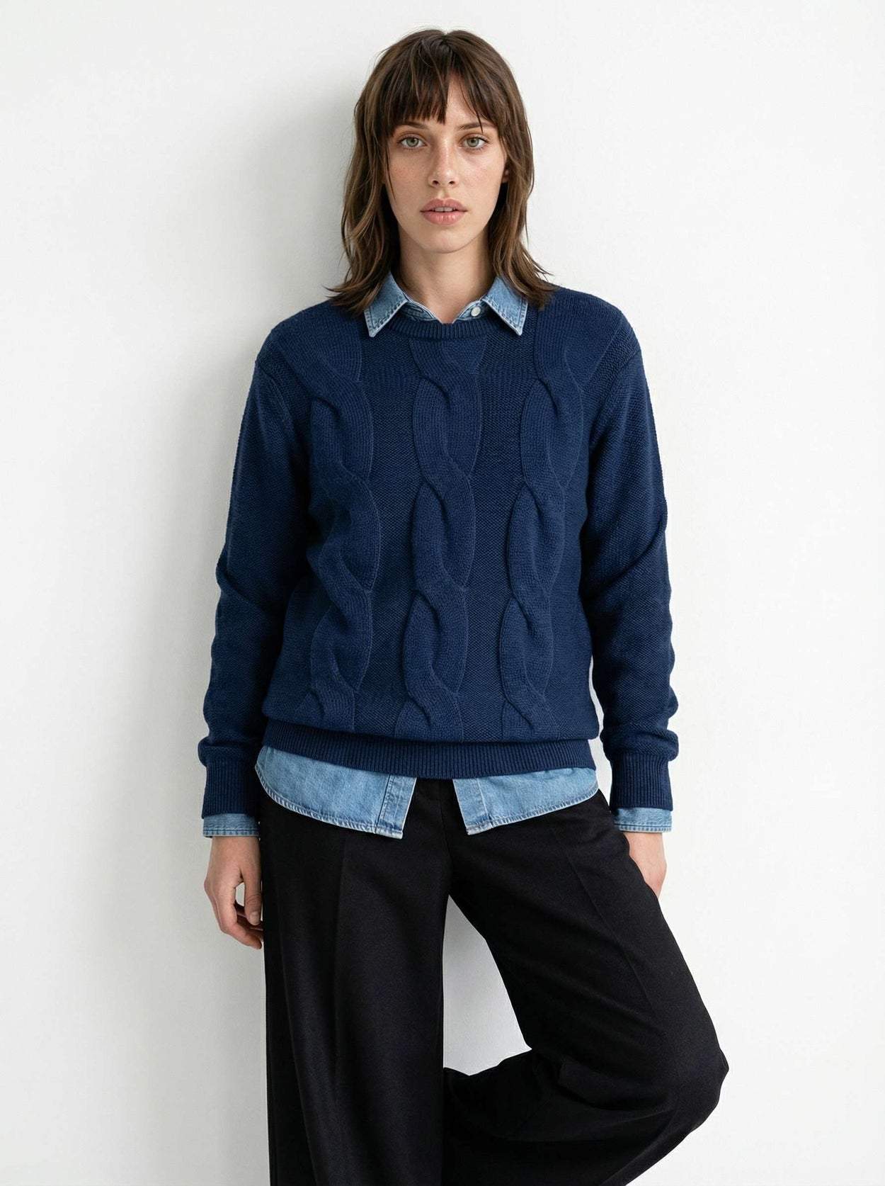 The Cable Knit Jumper Atlantic Blue Female Image