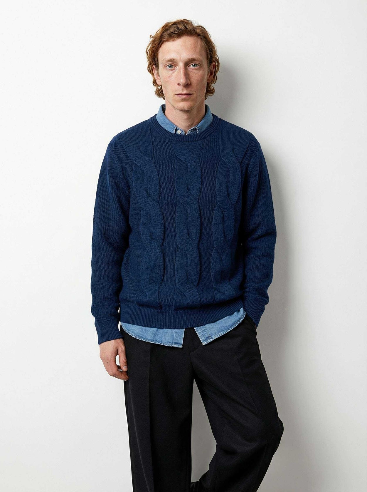 The Cable Knit Jumper Atlantic Blue Male Image