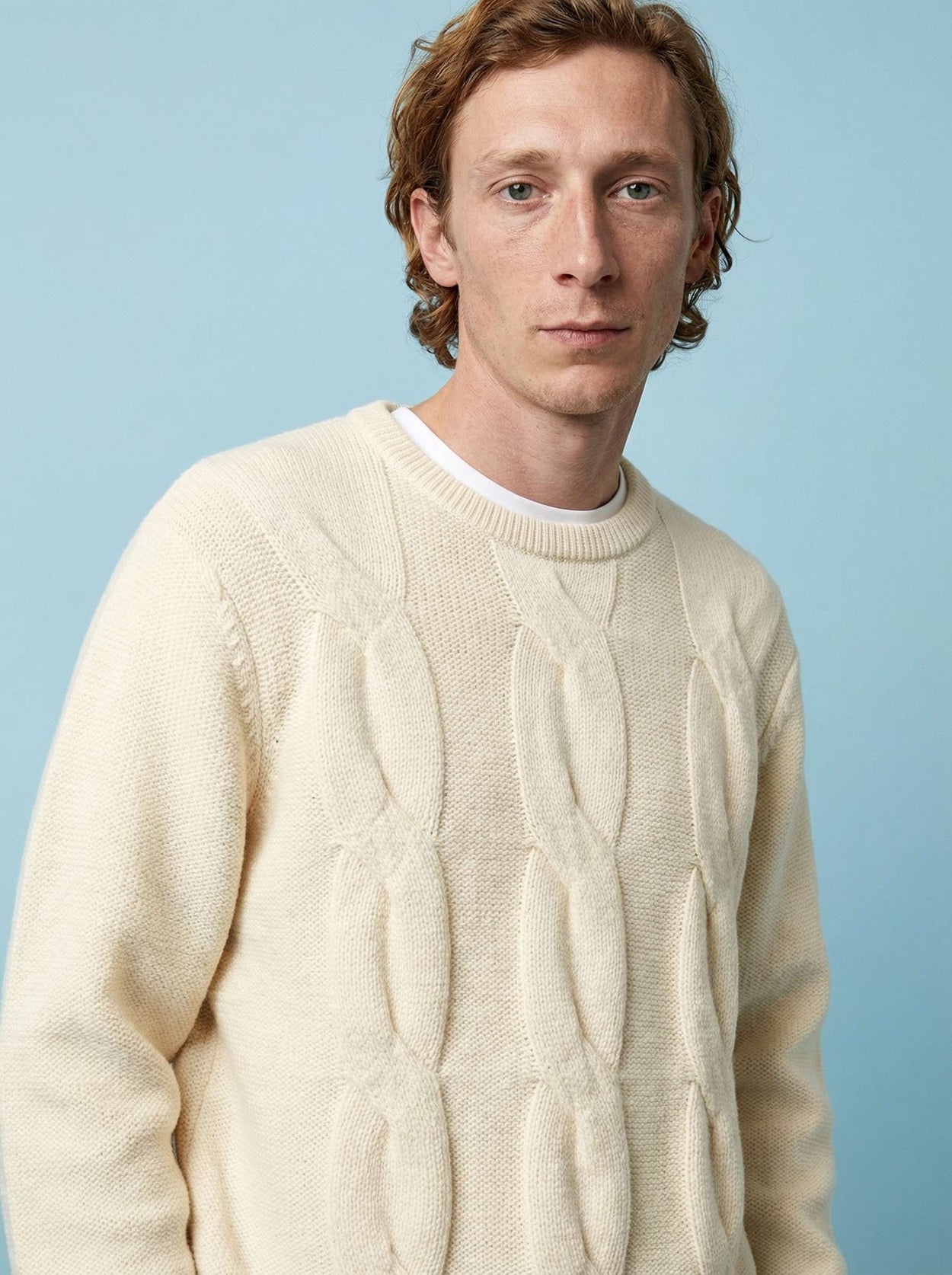 The Cable Knit Jumper Raw White Male Image