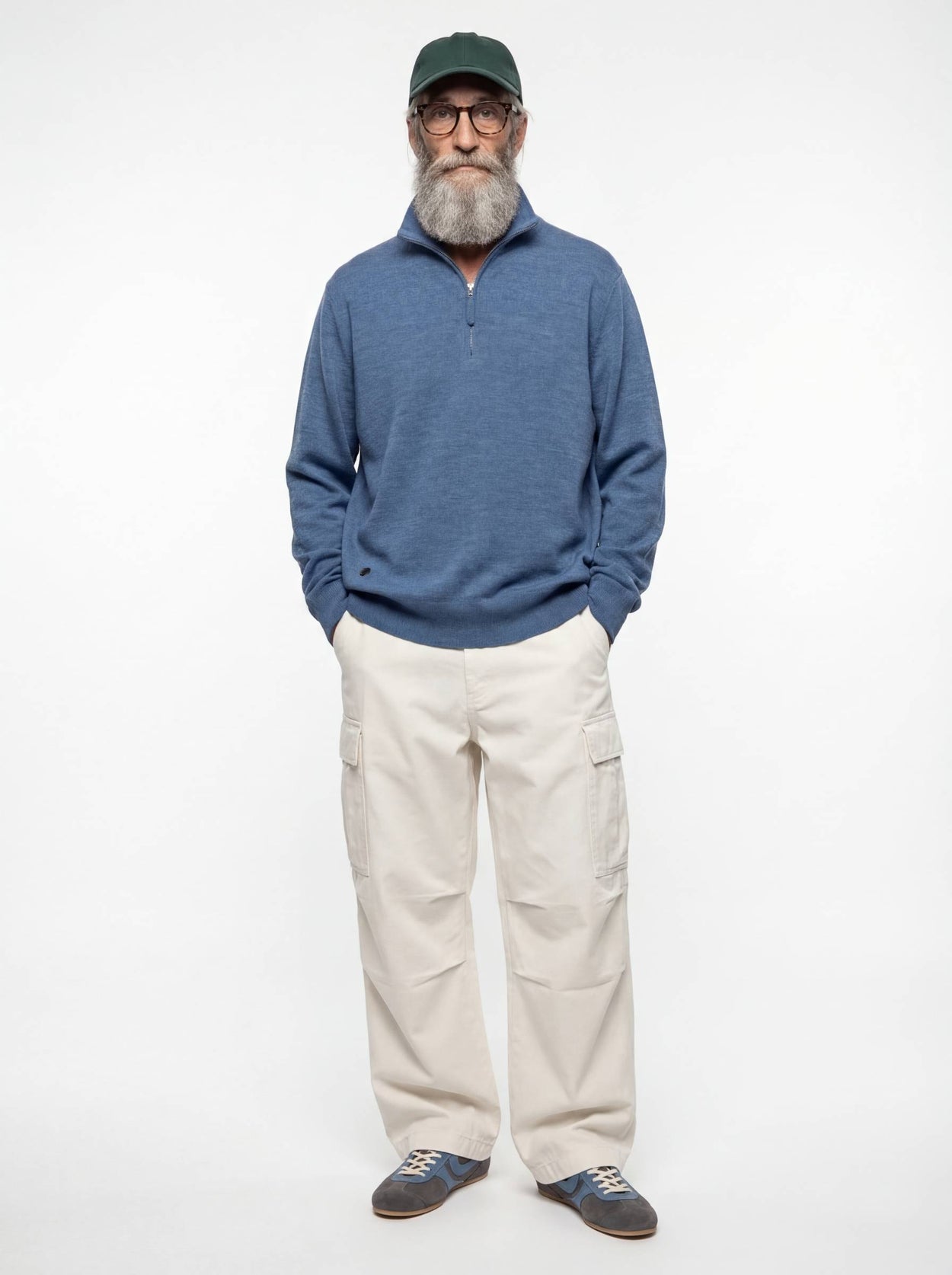 The Knitted Quarter Zip Jumper Baltic Blue Male Image