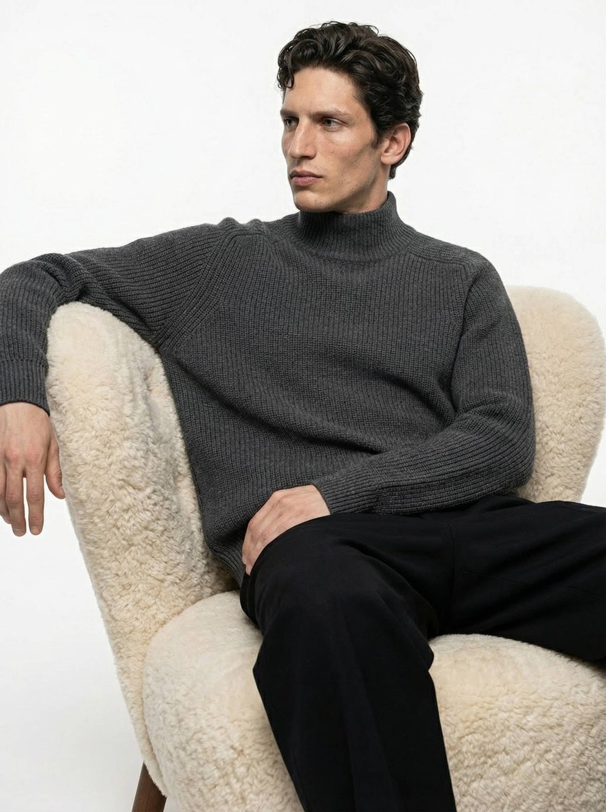 The Soft-Knit High Neck Slate Grey Male Image