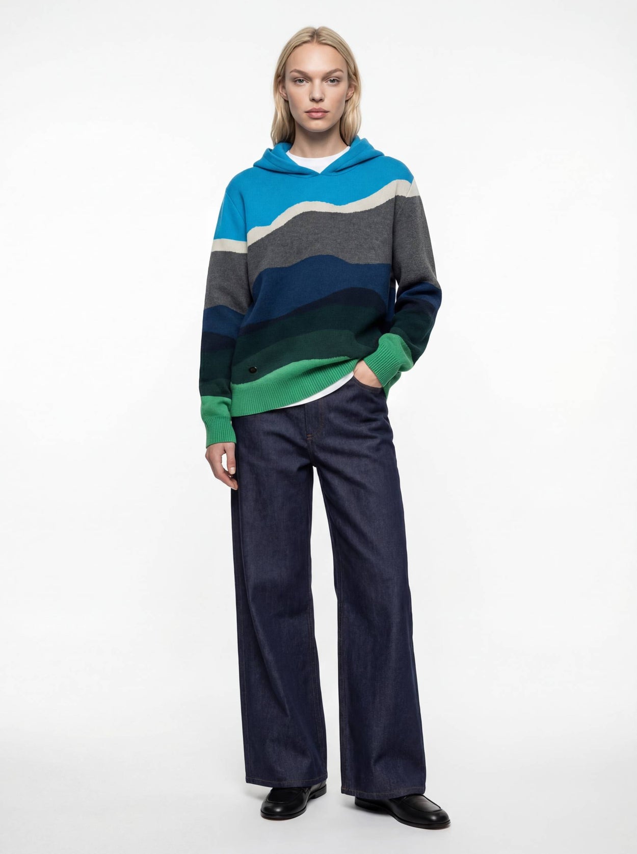 The Sheepscape Hoodie Turquoise Blue Female Image