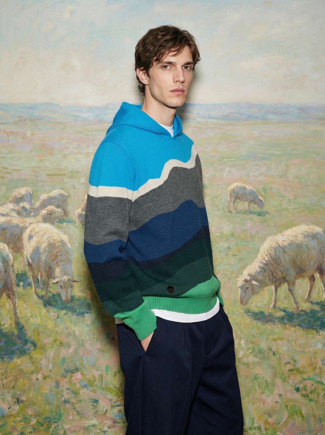 The Sheepscape Hoodie Turquoise Blue Male Image