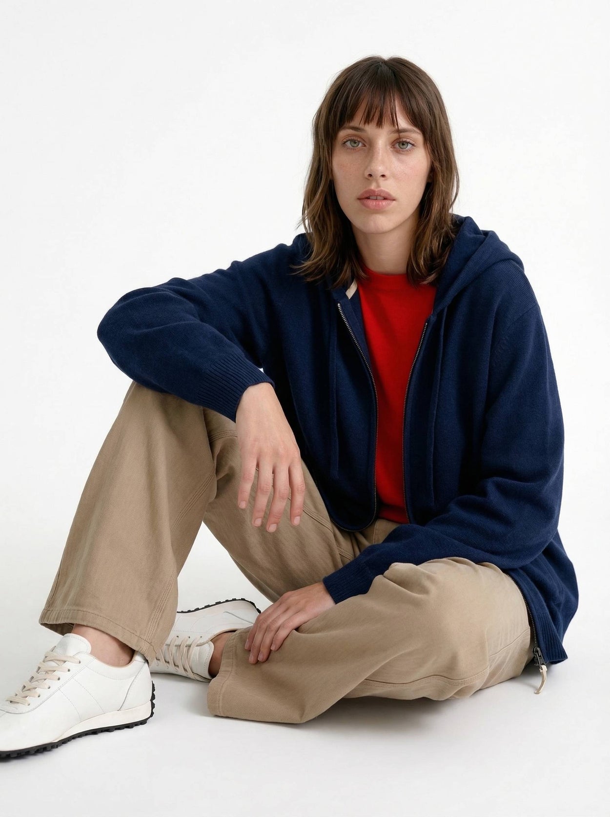 The Signature Merino Zip Hoodie Atlantic Blue Female Image