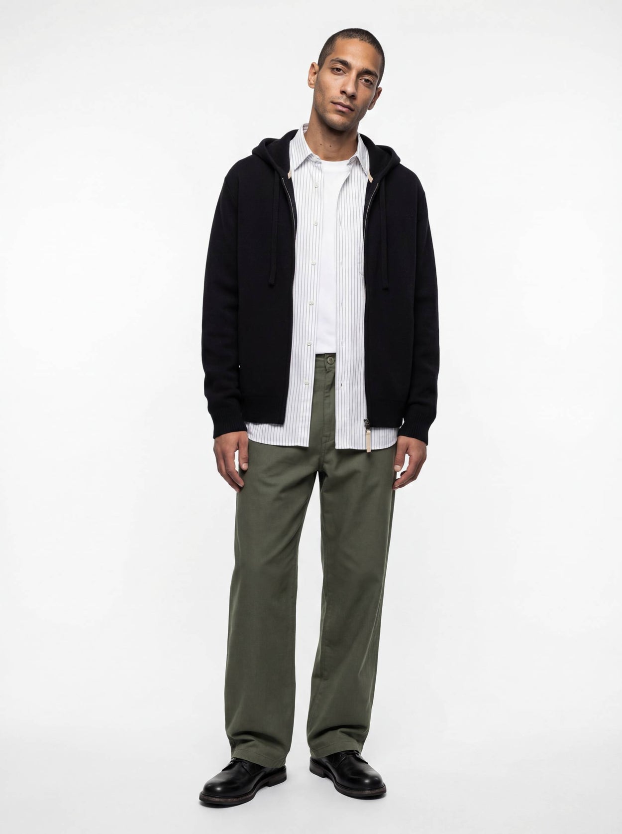 The Signature Merino Zip Hoodie Anthracite Black Male Image