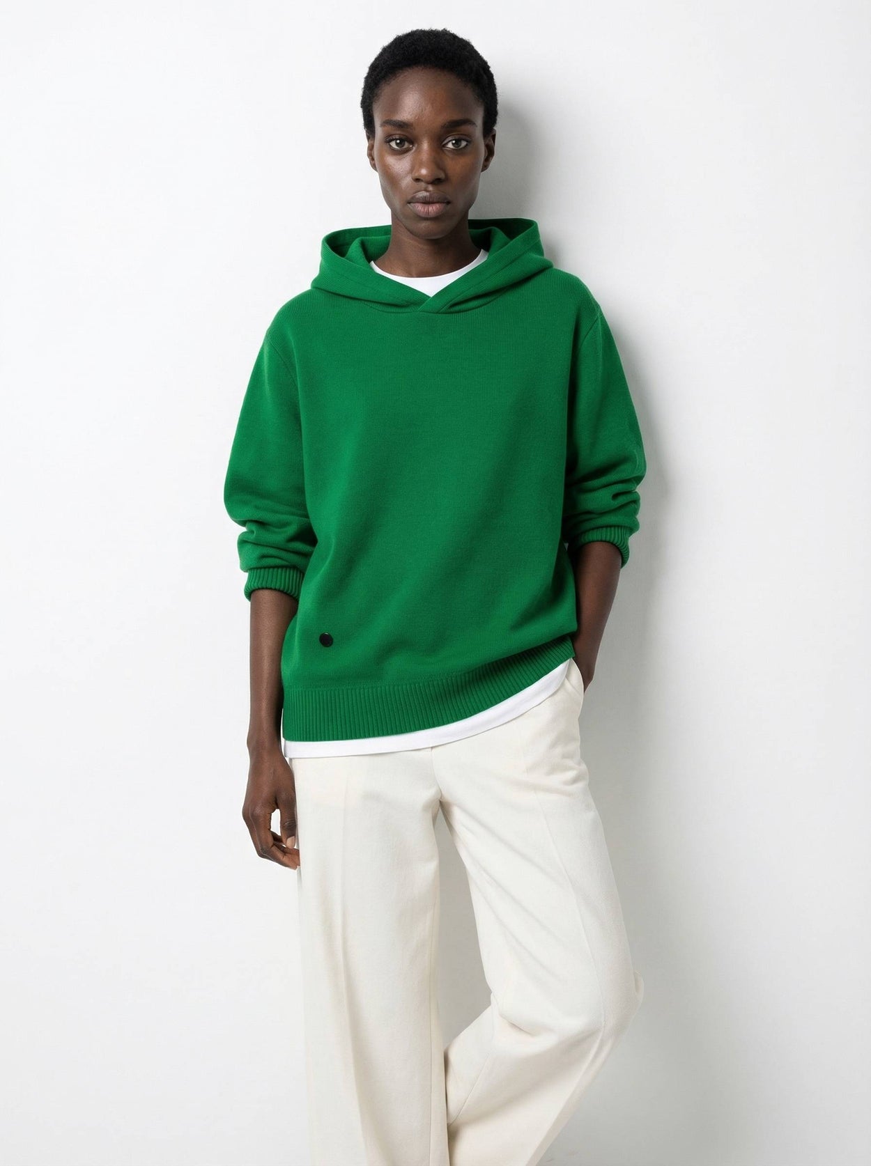 The Signature Merino Hoodie Bottle Green Female Image