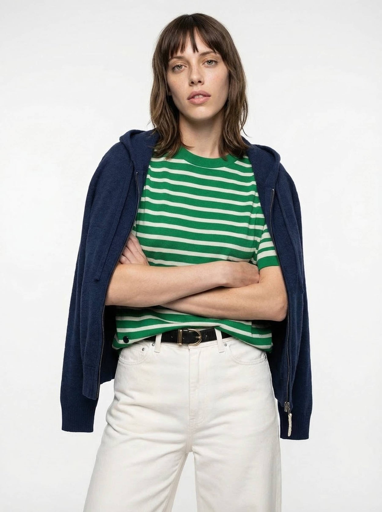 The Stripe T-Shirt Bottle Green Female Image