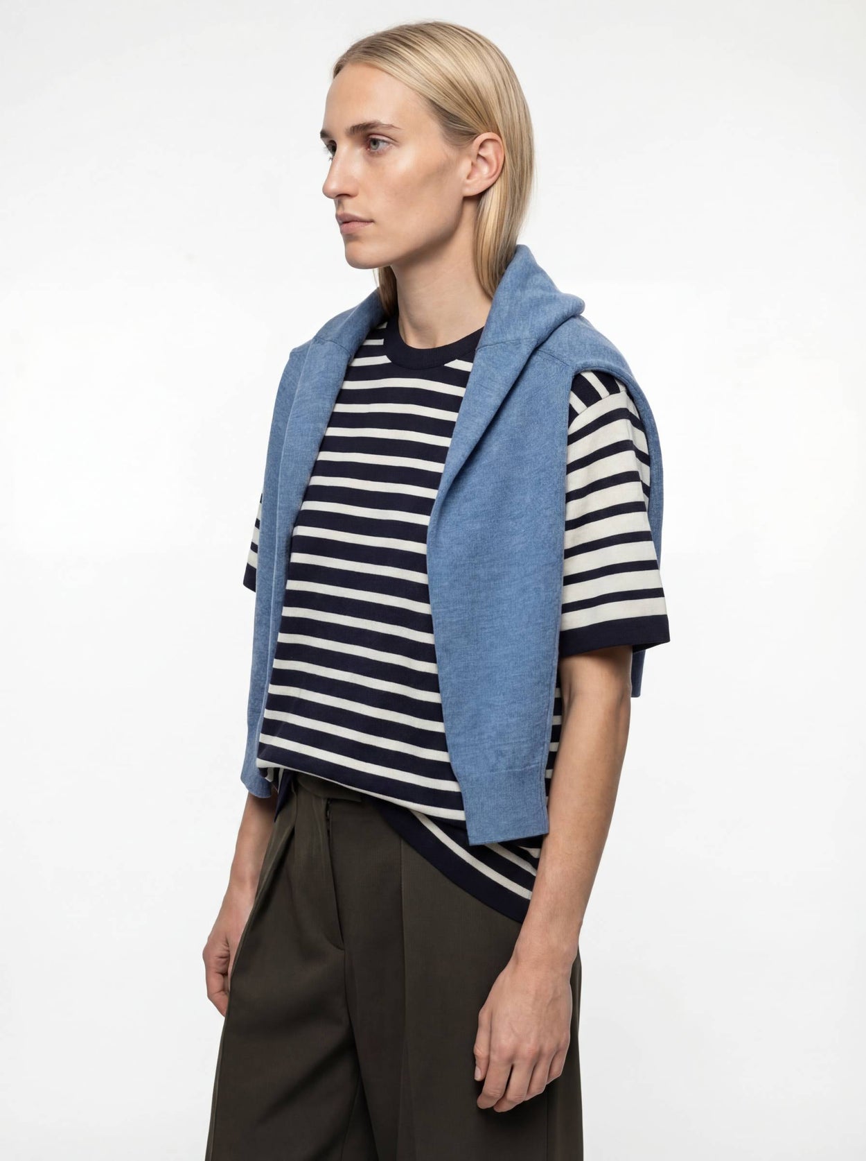 The Stripe T-Shirt Pacific Blue Female Image