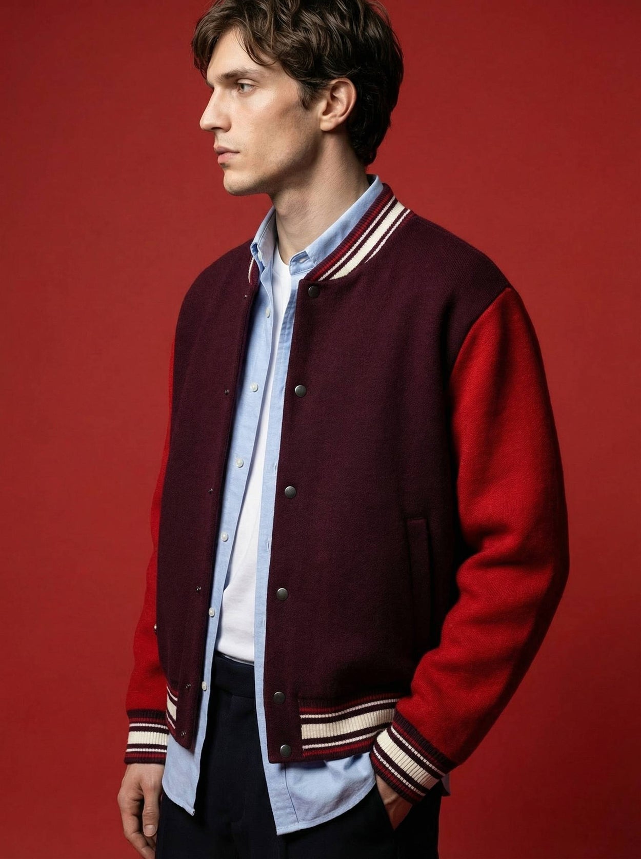 The Varsity Jacket Konini Burgundy Male Image