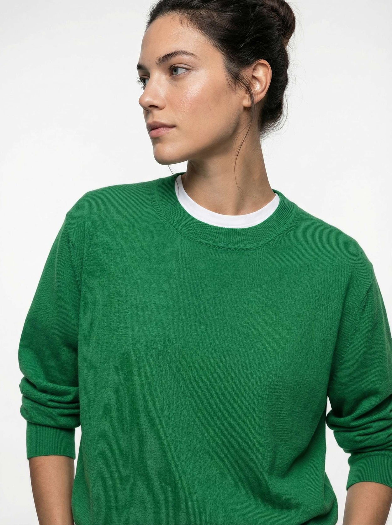 The Boxy Knitted Crewneck Bottle Green Female Image